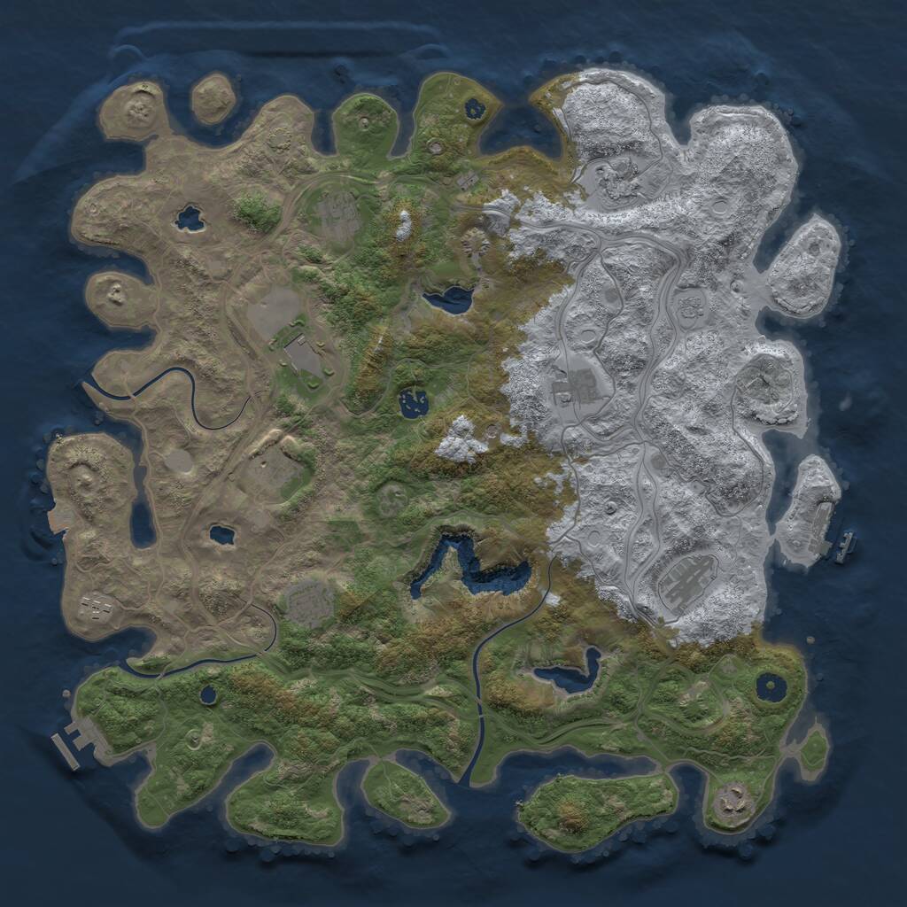 Rust Map: Procedural Map, Size: 4500, Seed: 64628075, 16 Monuments