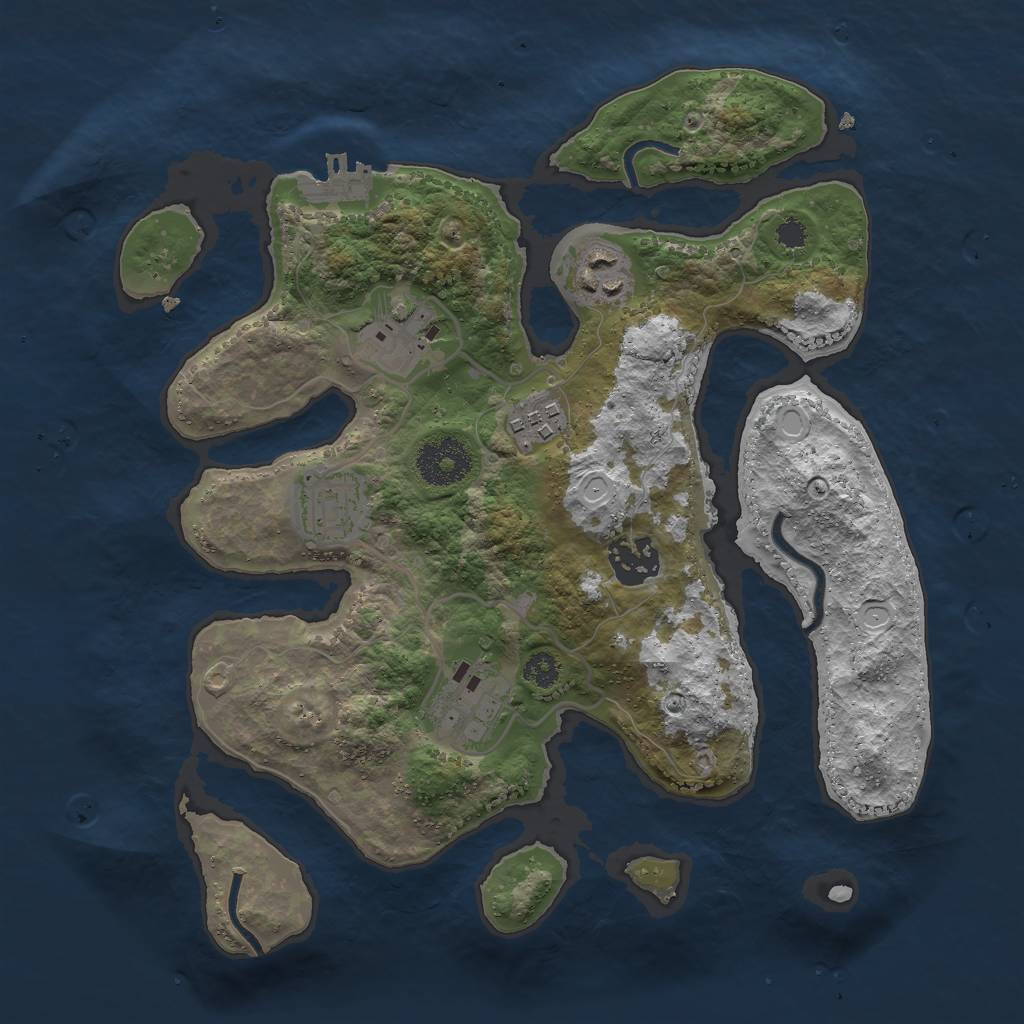 Rust Map: Procedural Map, Size: 3000, Seed: 724779542, 12 Monuments