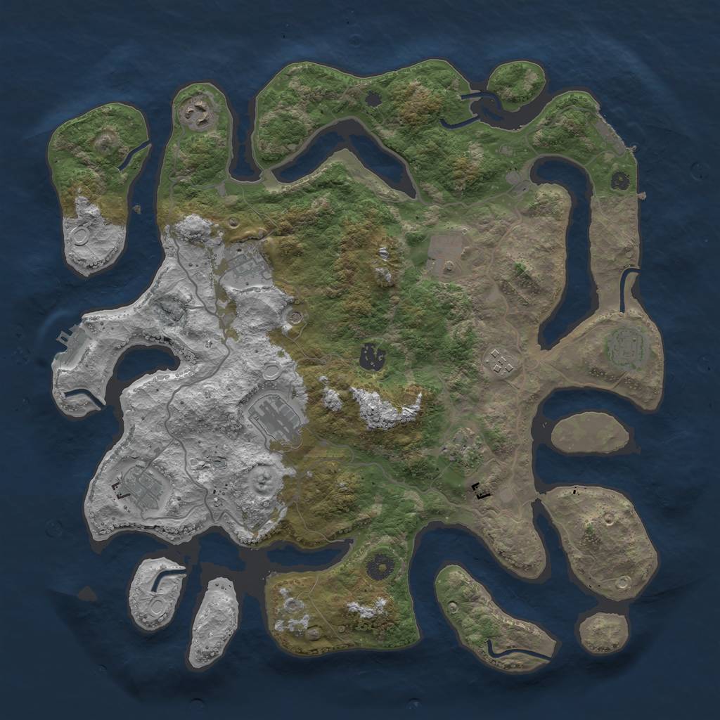 Rust Map: Procedural Map, Size: 4000, Seed: 1375334961, 17 Monuments