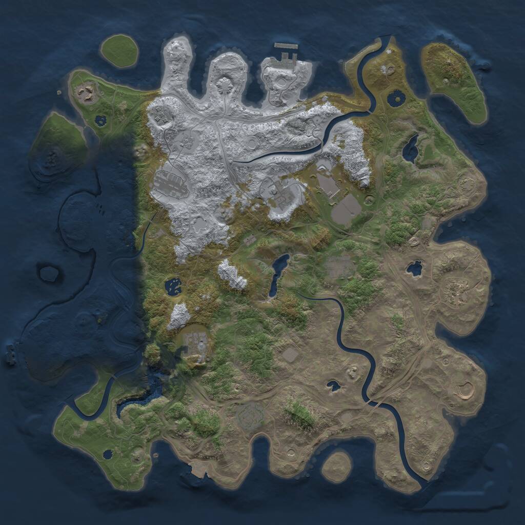 Rust Map: Procedural Map, Size: 4500, Seed: 391233225, 17 Monuments