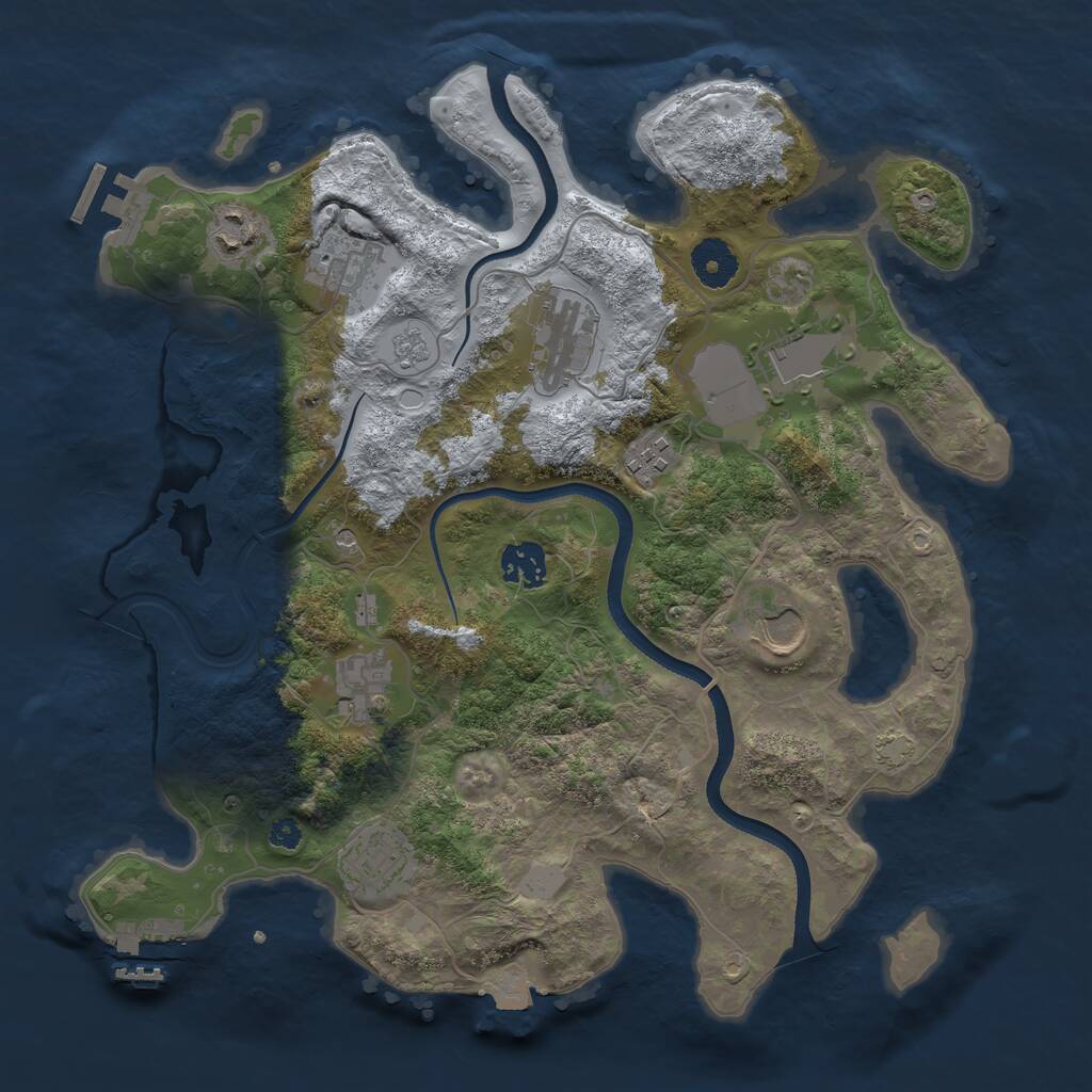 Rust Map: Procedural Map, Size: 3500, Seed: 2138826568, 15 Monuments