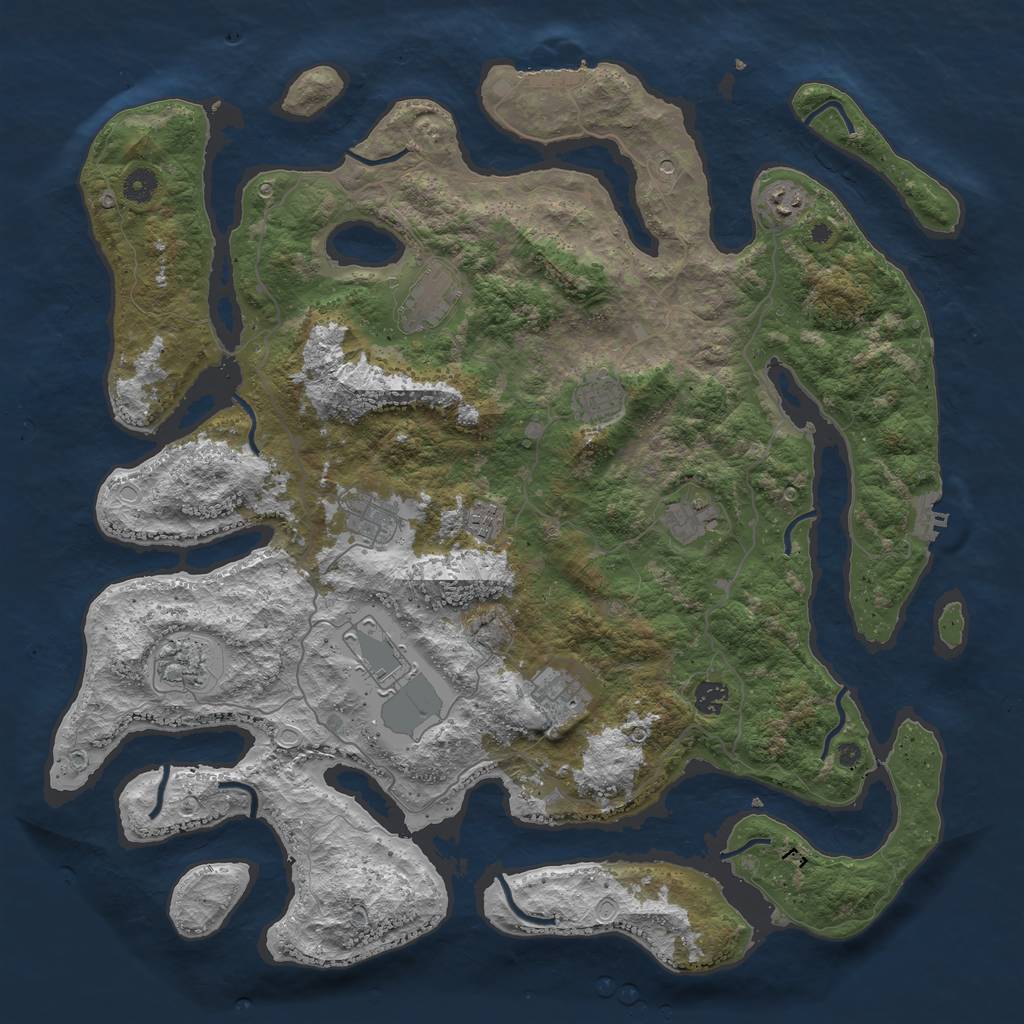 Rust Map: Procedural Map, Size: 4500, Seed: 1788758024, 18 Monuments