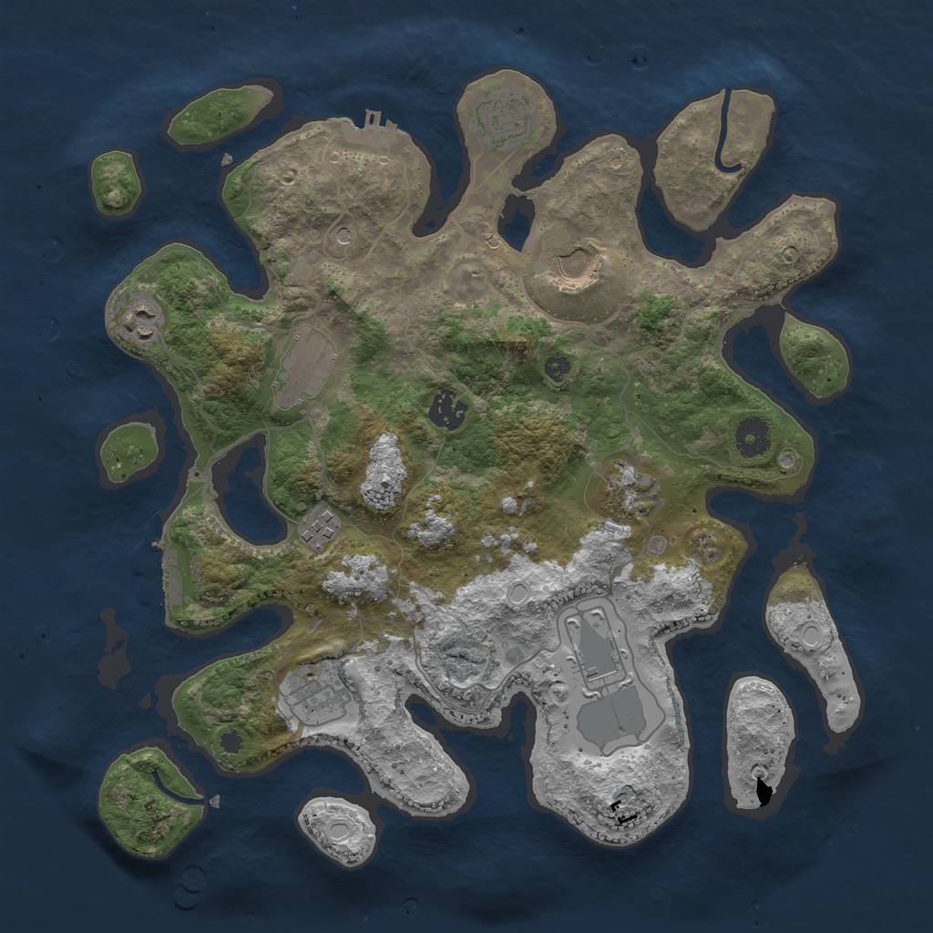 Rust Map: Procedural Map, Size: 3700, Seed: 632358928, 17 Monuments