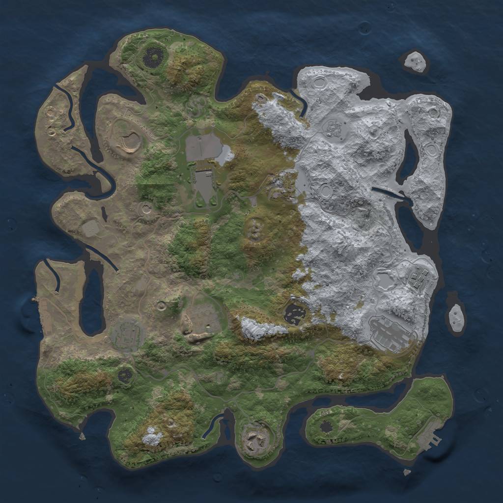 Rust Map: Procedural Map, Size: 3600, Seed: 1413013687, 16 Monuments