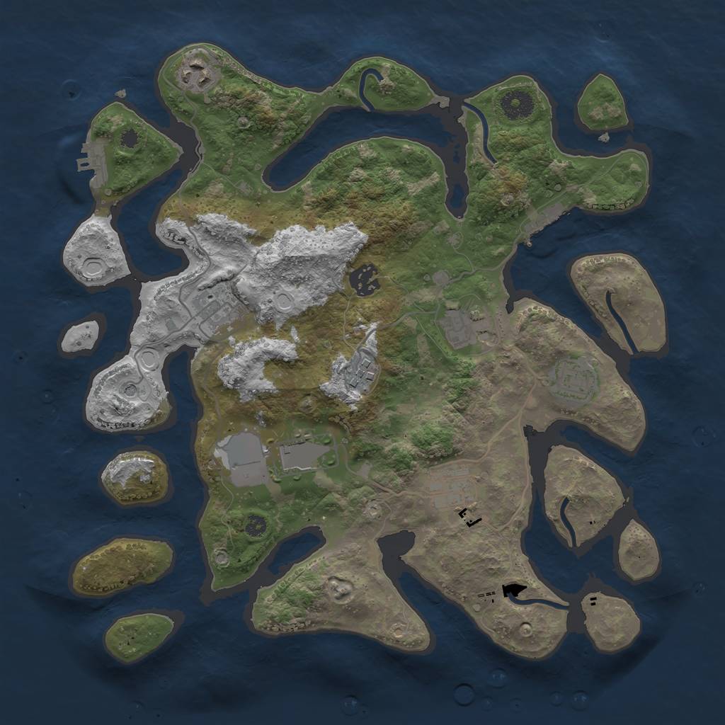 Rust Map: Procedural Map, Size: 3500, Seed: 1658708535, 16 Monuments