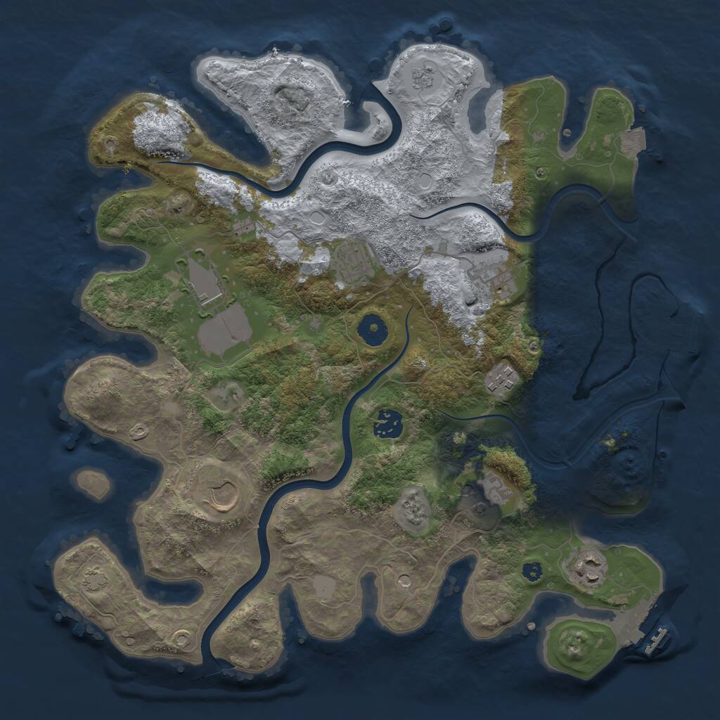 Rust Map: Procedural Map, Size: 3600, Seed: 1666380349, 14 Monuments