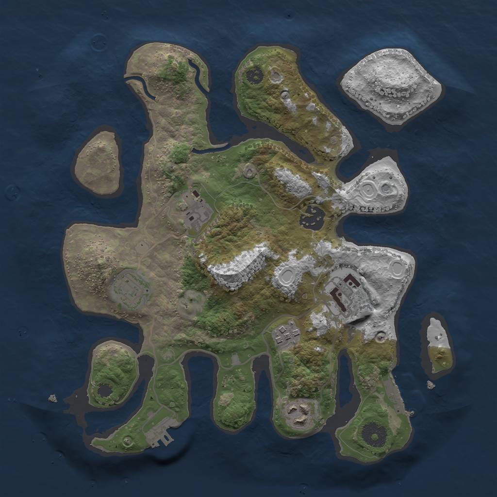Rust Map: Procedural Map, Size: 3000, Seed: 1206033733, 13 Monuments