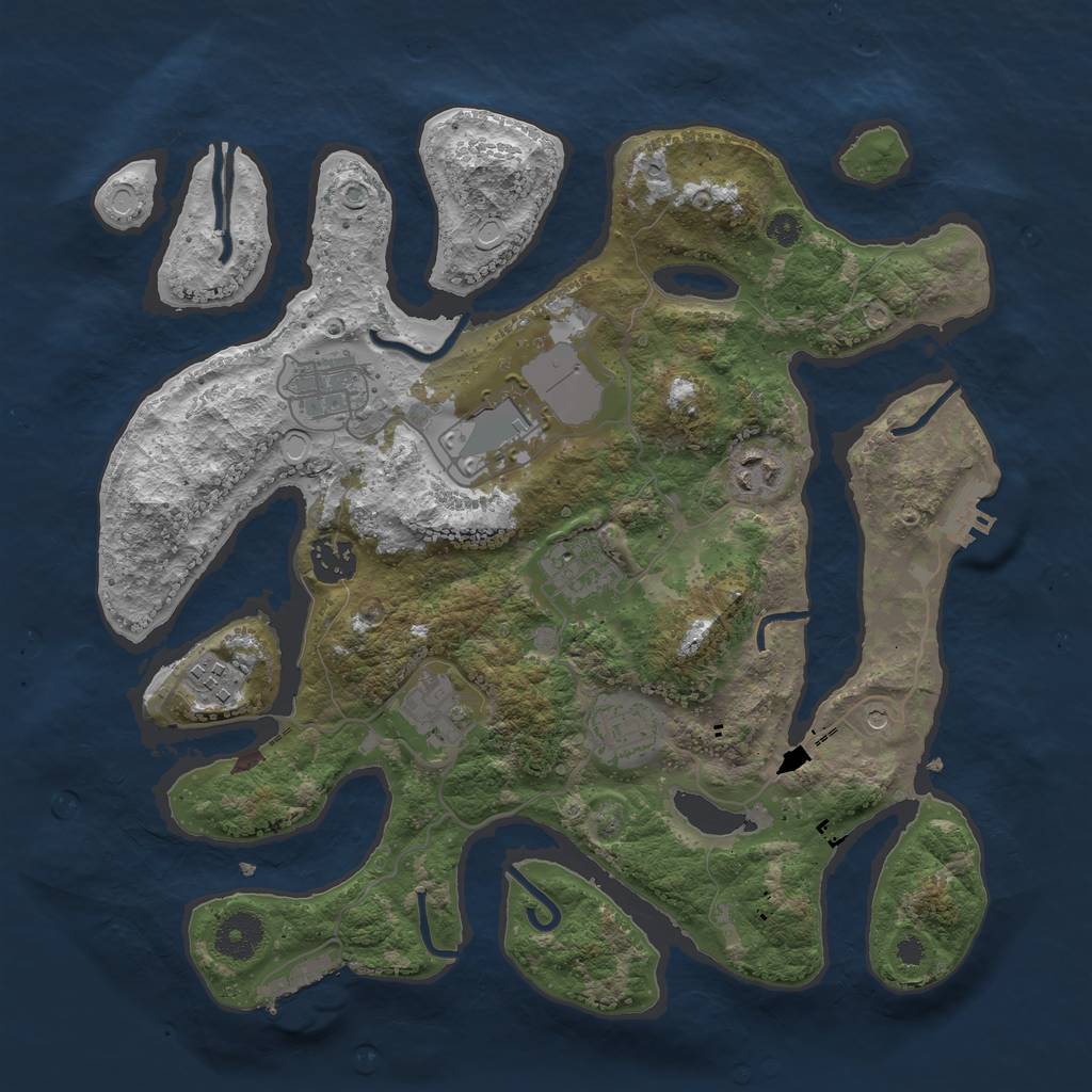 Rust Map: Procedural Map, Size: 3500, Seed: 2042067252, 16 Monuments