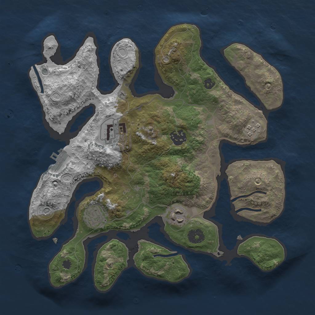 Rust Map: Procedural Map, Size: 3000, Seed: 585817, 12 Monuments