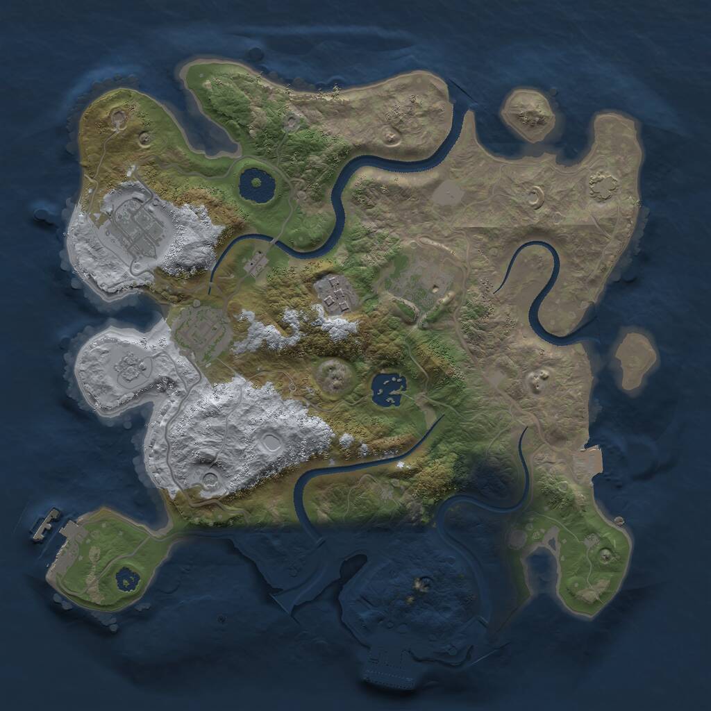 Rust Map: Procedural Map, Size: 3000, Seed: 560409, 11 Monuments