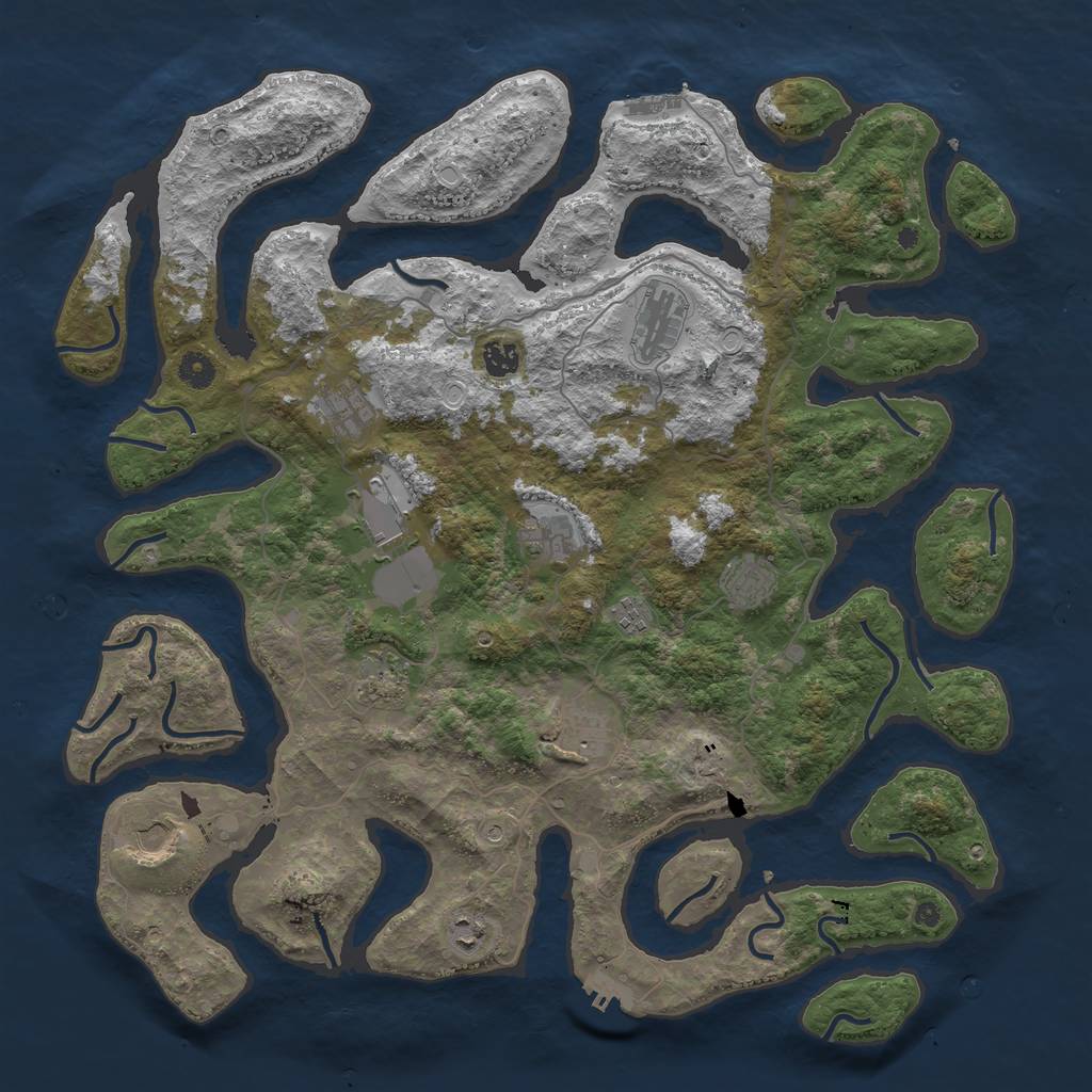 Rust Map: Procedural Map, Size: 4500, Seed: 216842, 19 Monuments