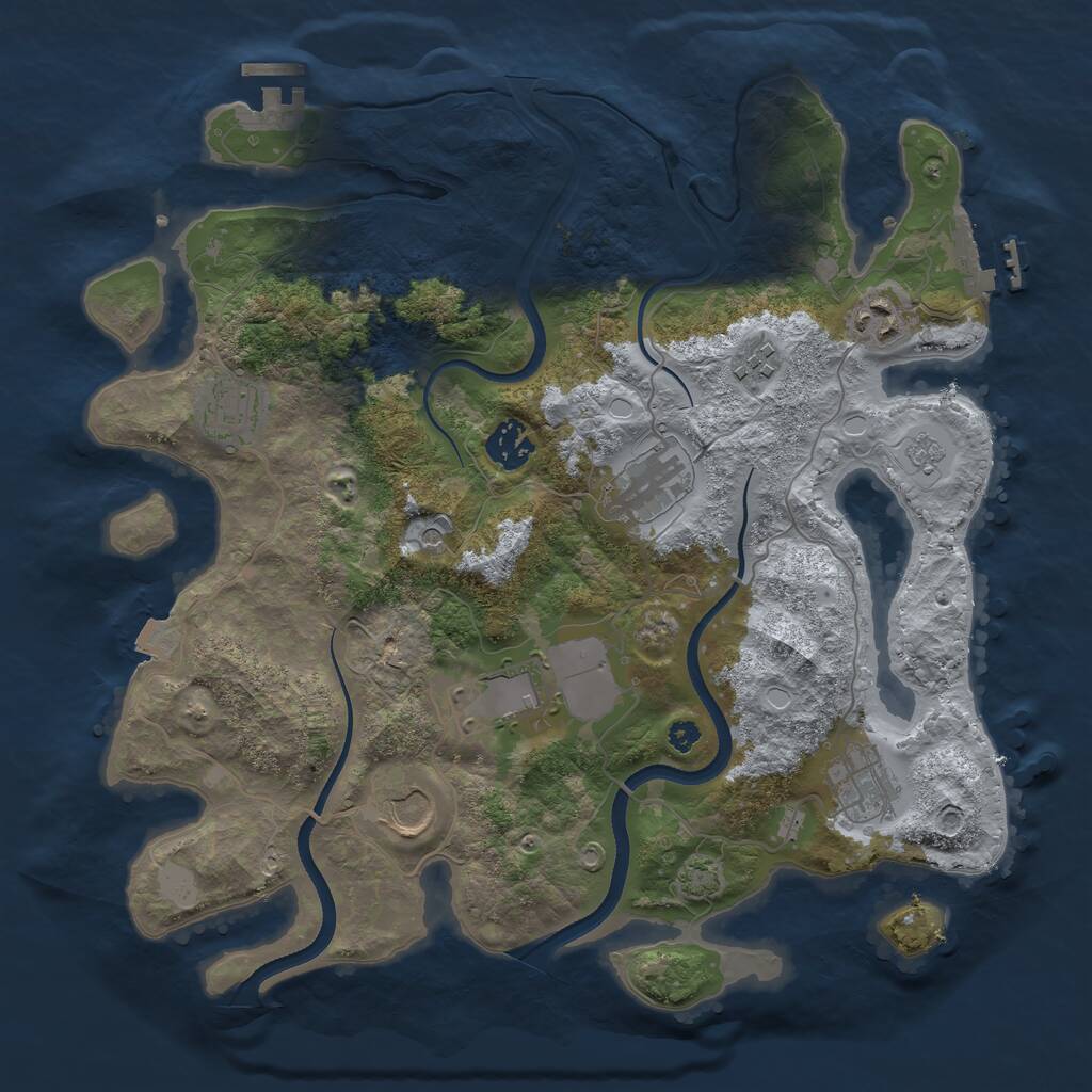 Rust Map: Procedural Map, Size: 3500, Seed: 535298438, 14 Monuments