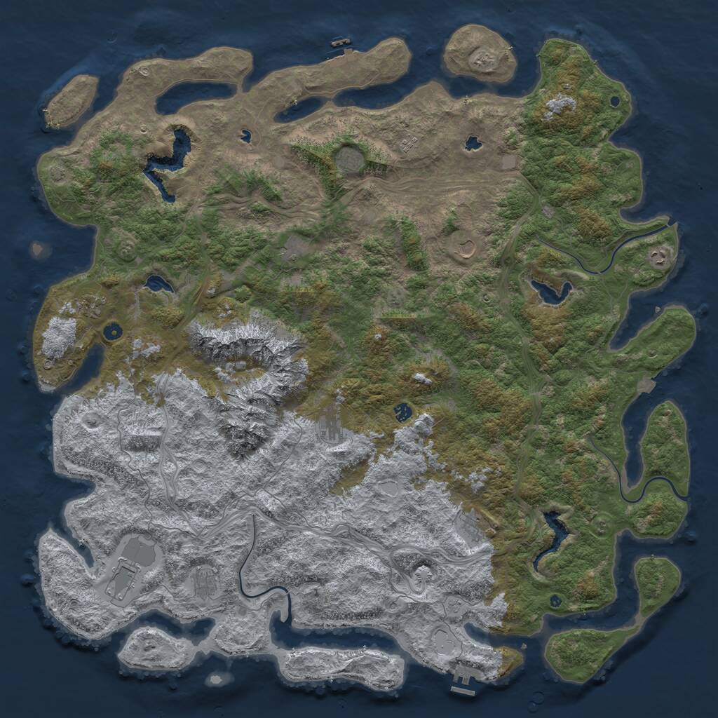 Rust Map: Procedural Map, Size: 6000, Seed: 122505891, 17 Monuments