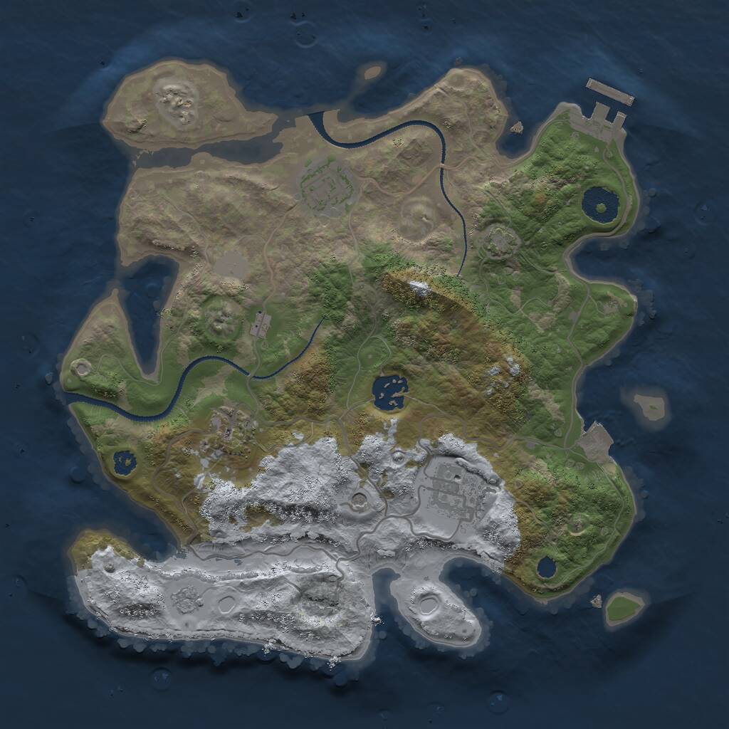 Rust Map: Procedural Map, Size: 3000, Seed: 858761, 9 Monuments