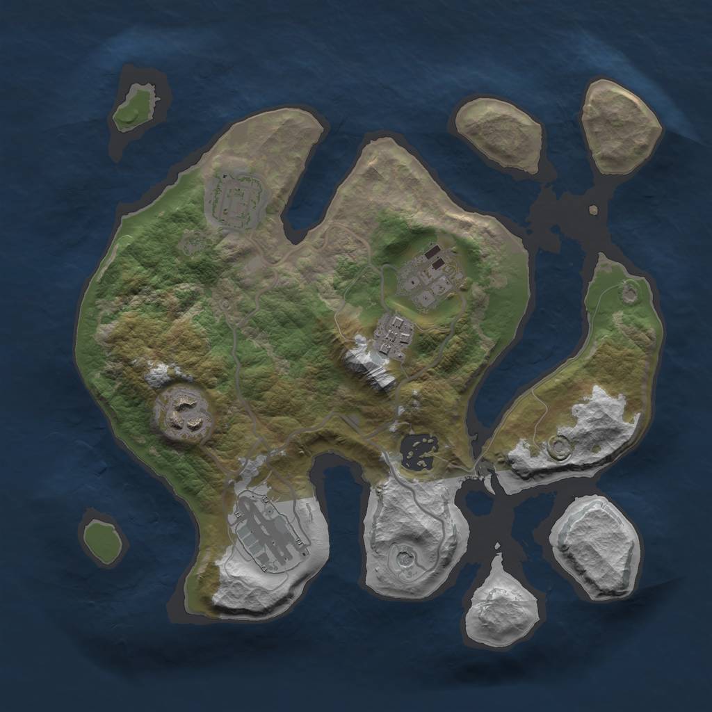 Rust Map: Barren, Size: 2700, Seed: 50000, 9 Monuments