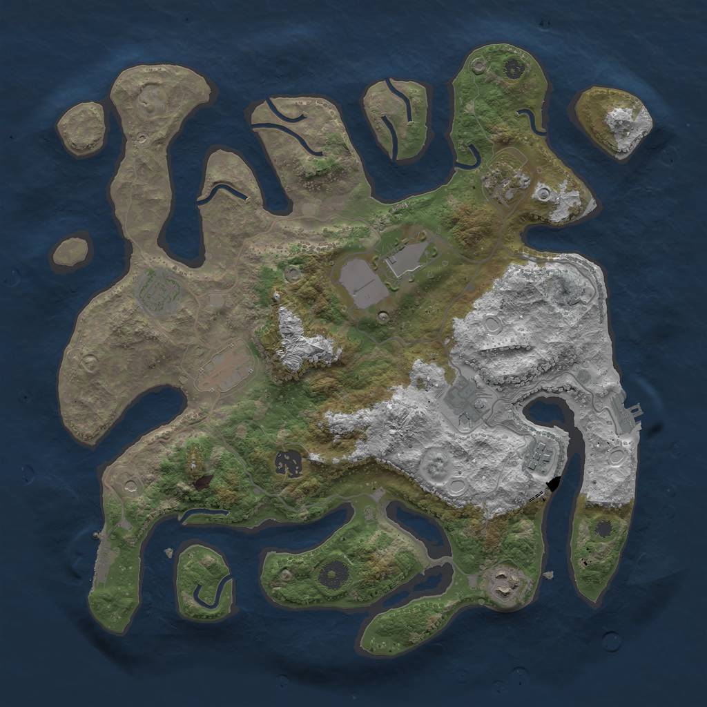Rust Map: Procedural Map, Size: 3700, Seed: 259032571, 16 Monuments