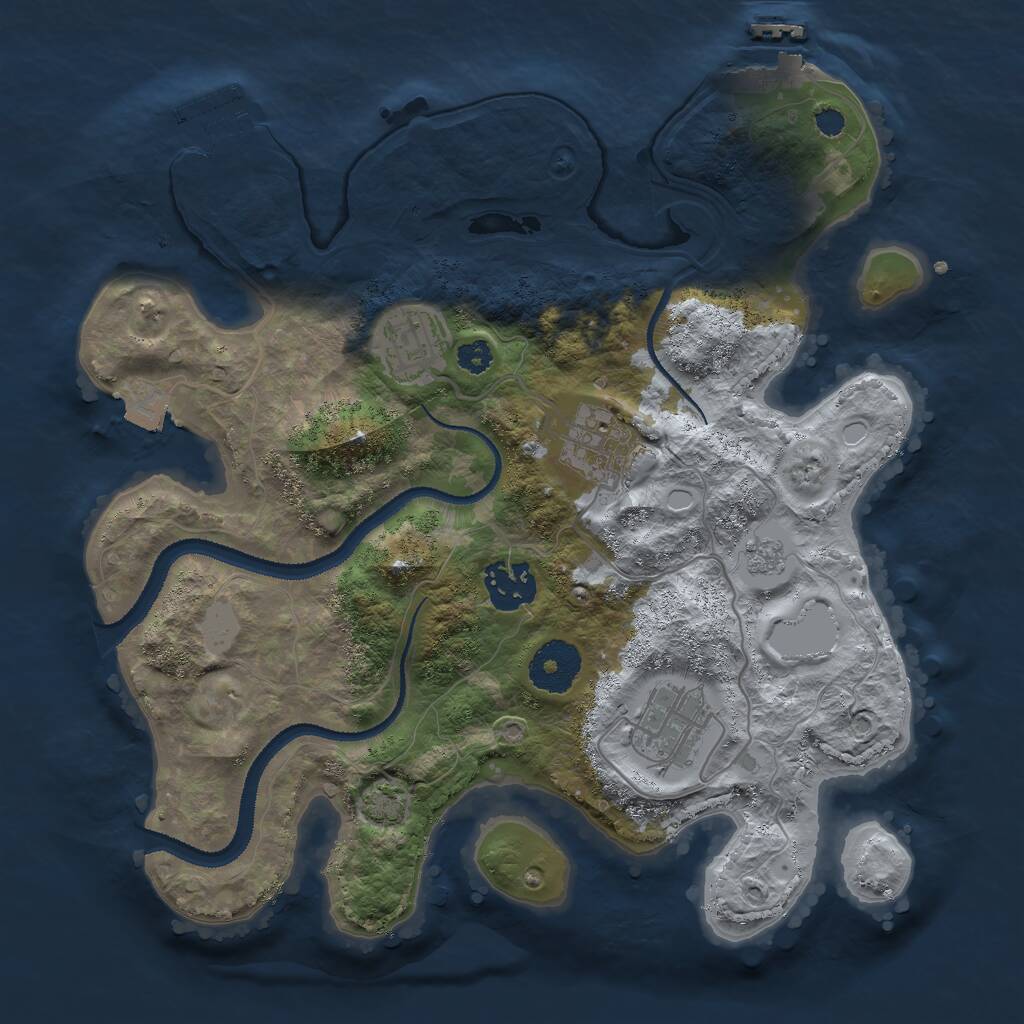 Rust Map: Procedural Map, Size: 3000, Seed: 930930, 9 Monuments