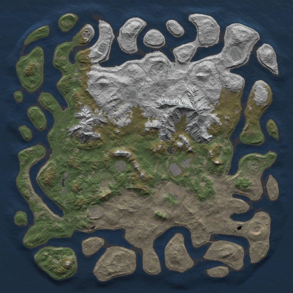 Rust Map: Barren, Size: 6000, Seed: 10318840, 14 Monuments