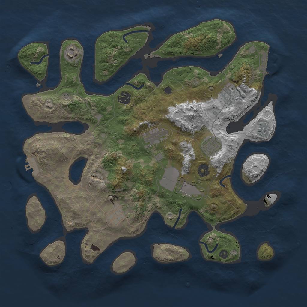 Rust Map: Procedural Map, Size: 3600, Seed: 22010384, 16 Monuments