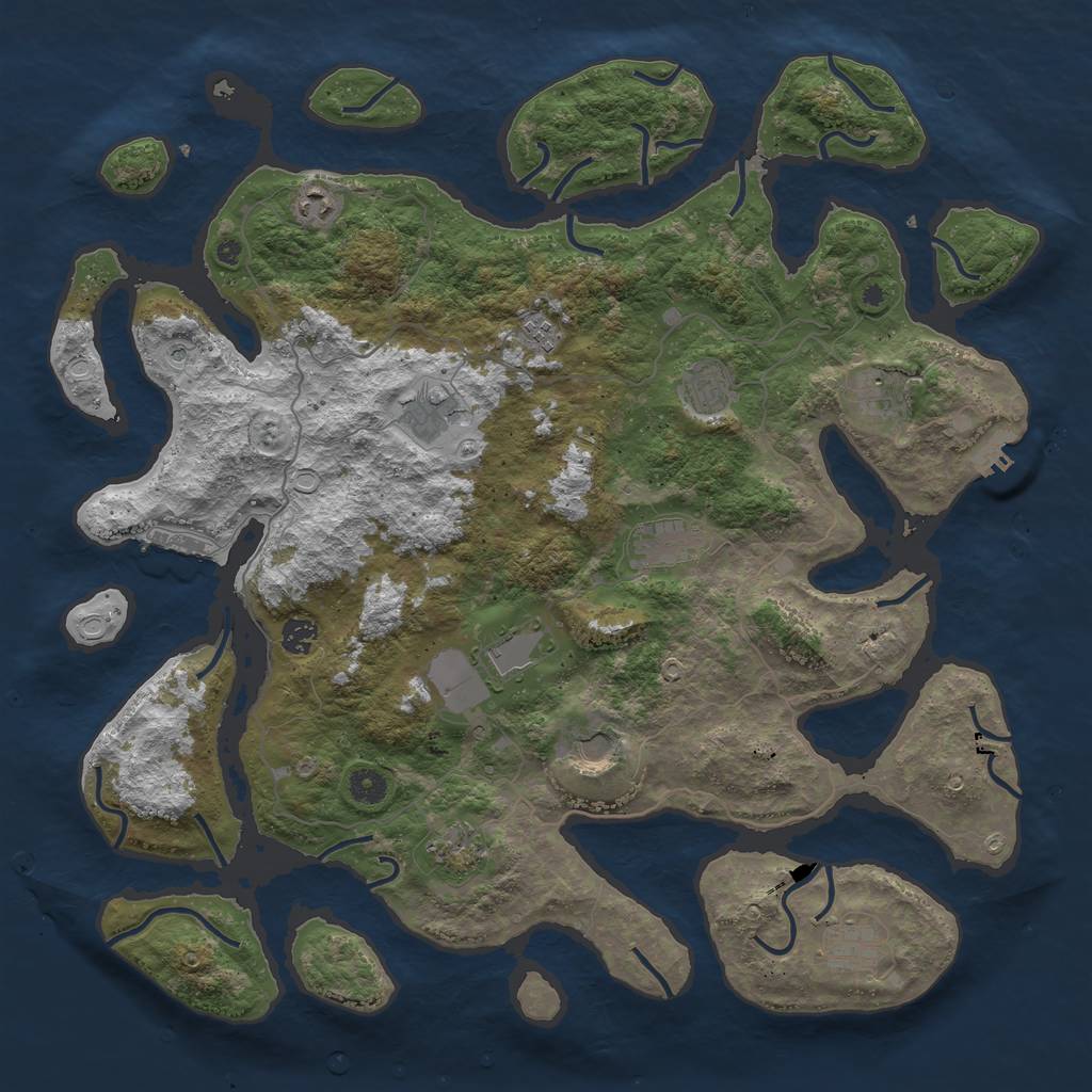Rust Map: Procedural Map, Size: 4500, Seed: 1217988422, 19 Monuments