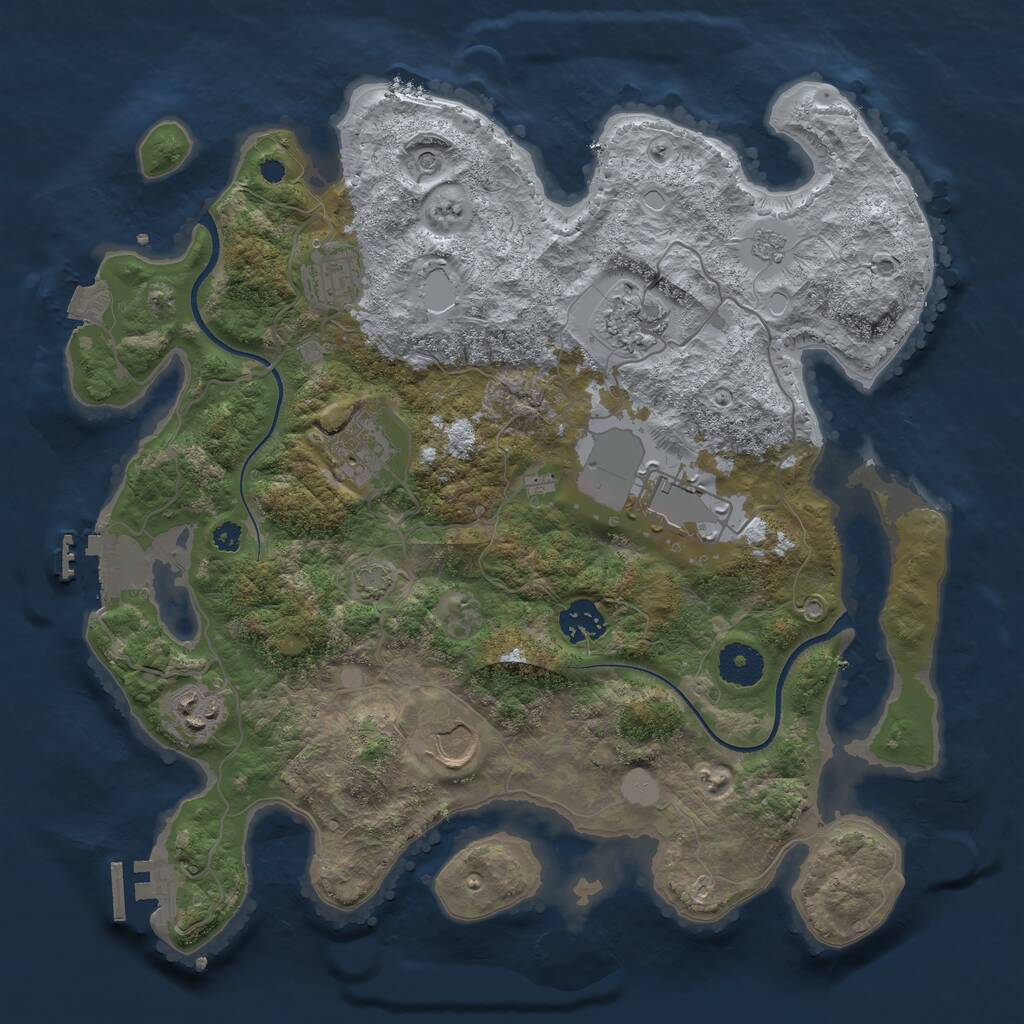Rust Map: Procedural Map, Size: 3500, Seed: 1640382239, 13 Monuments