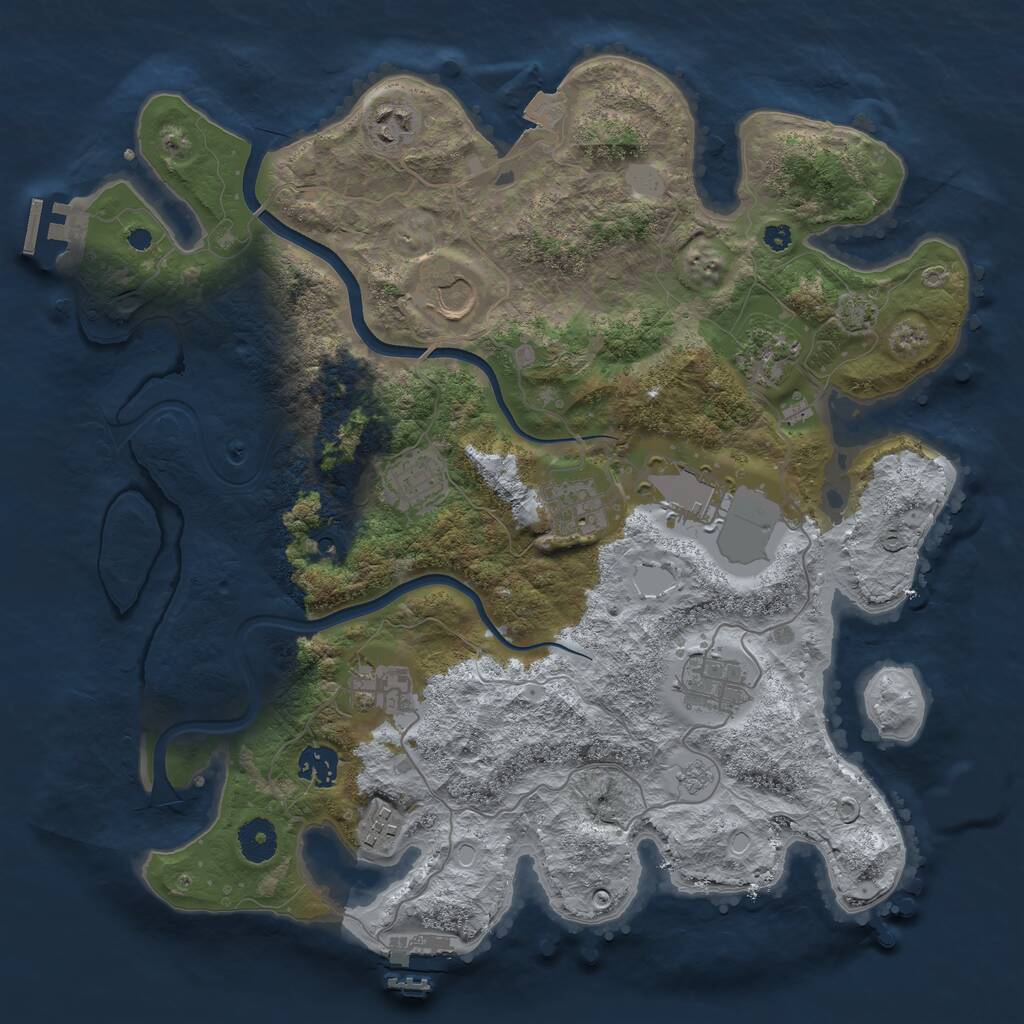 Rust Map: Procedural Map, Size: 3700, Seed: 1889871009, 16 Monuments