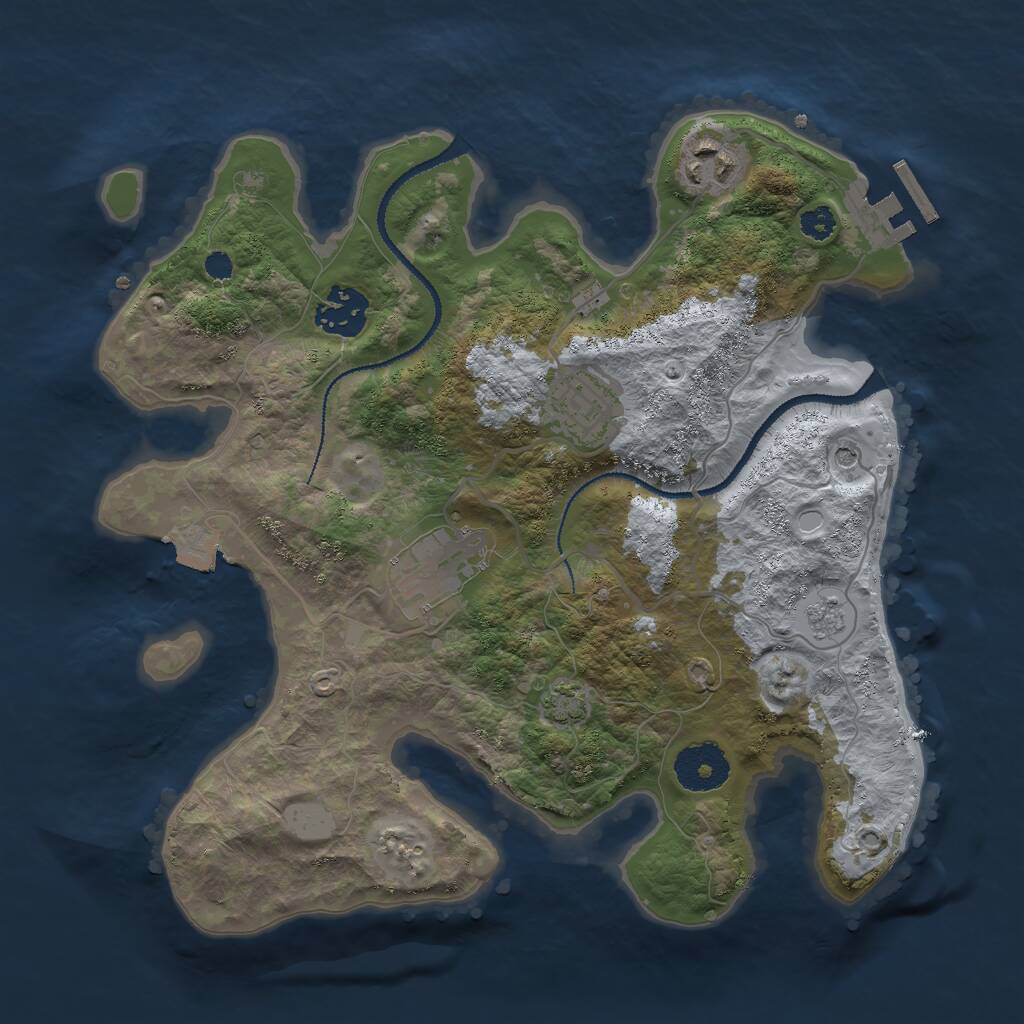 Rust Map: Procedural Map, Size: 3000, Seed: 605518, 9 Monuments
