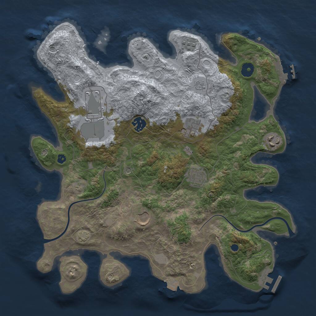 Rust Map: Procedural Map, Size: 3500, Seed: 116747017, 13 Monuments