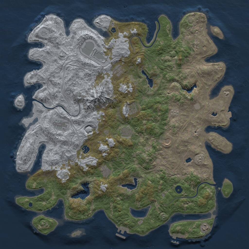 Rust Map: Procedural Map, Size: 5000, Seed: 614605249, 17 Monuments