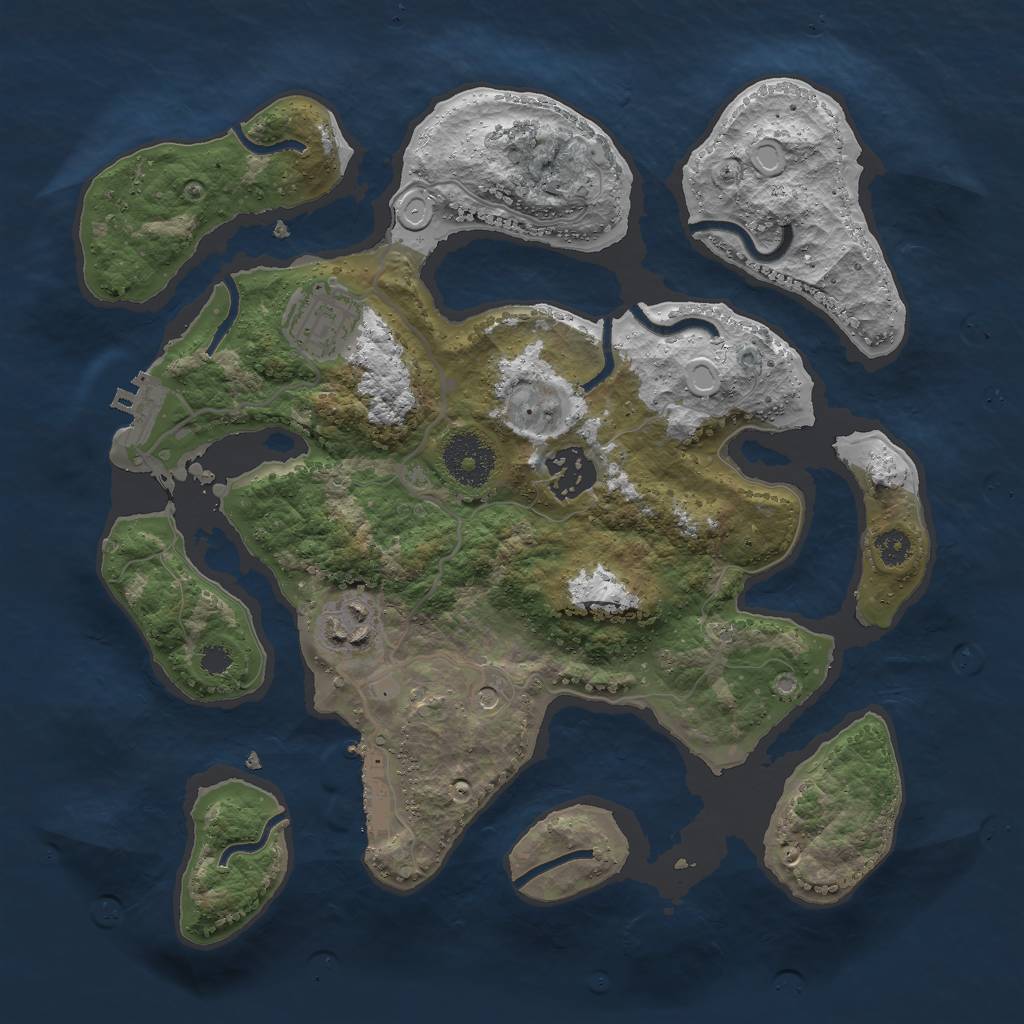 Rust Map: Procedural Map, Size: 3000, Seed: 1640382239, 11 Monuments