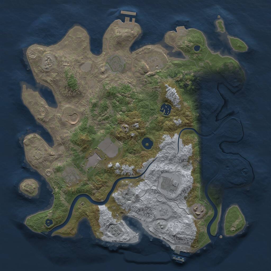 Rust Map: Procedural Map, Size: 3600, Seed: 1551529230, 15 Monuments