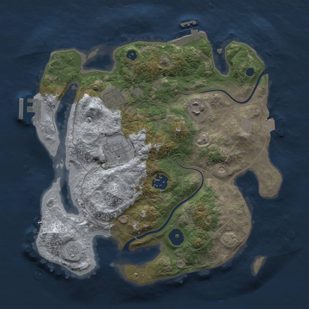 Rust Map: Procedural Map, Size: 3000, Seed: 776741, 10 Monuments