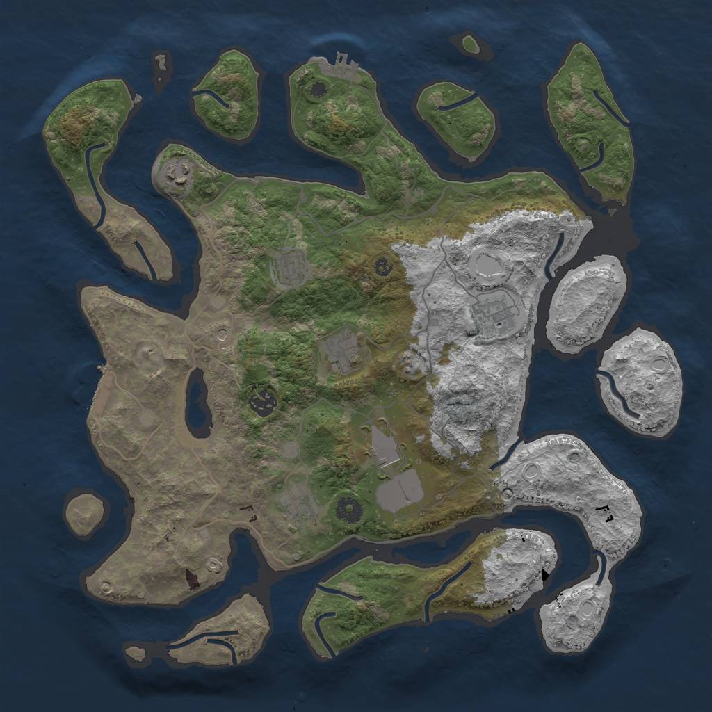 Rust Map: Procedural Map, Size: 4000, Seed: 673836076, 15 Monuments