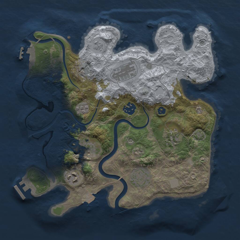 Rust Map: Procedural Map, Size: 3000, Seed: 842330, 13 Monuments