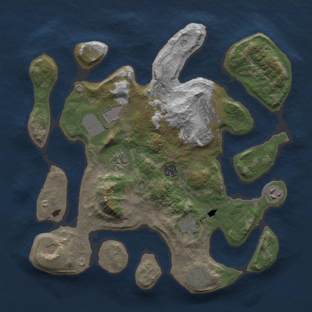 Rust Map: Barren, Size: 3600, Seed: 1889562349, 12 Monuments