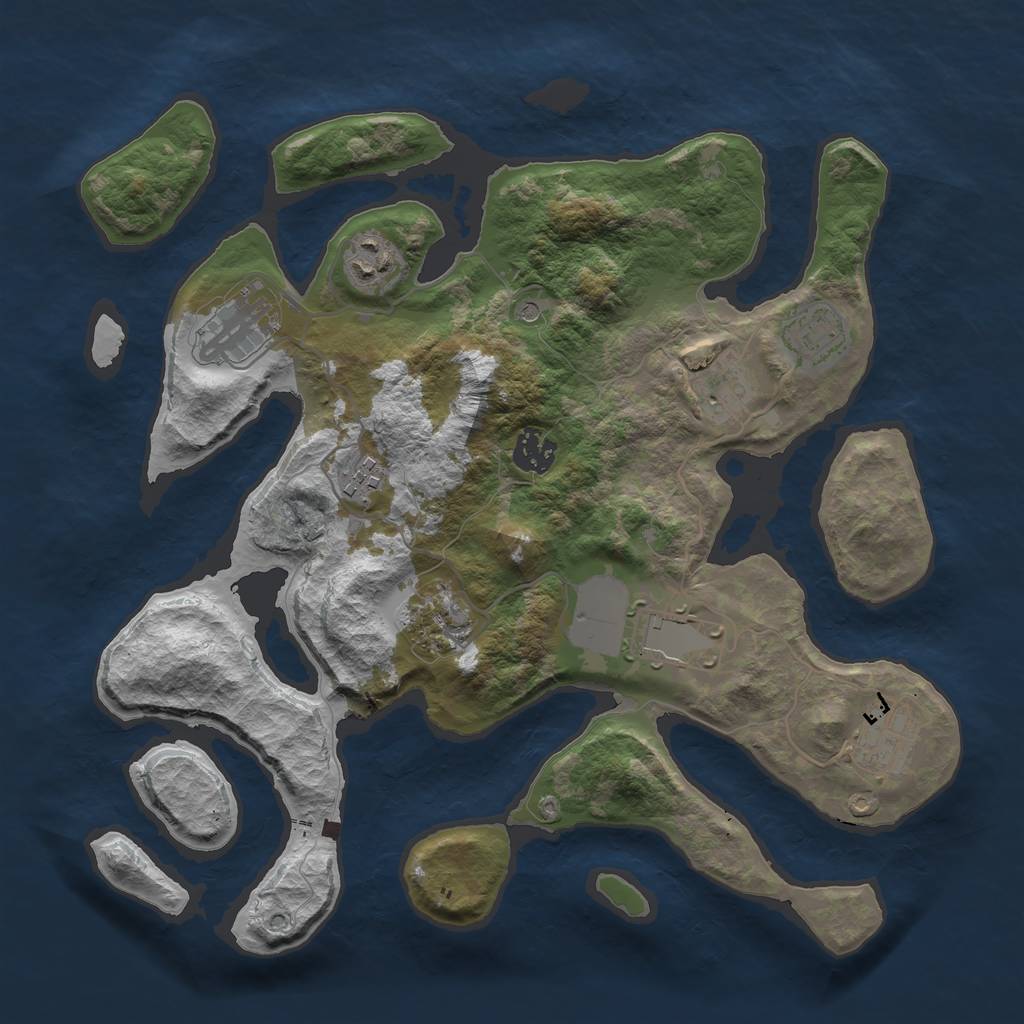 Rust Map: Barren, Size: 3500, Seed: 101588463, 12 Monuments