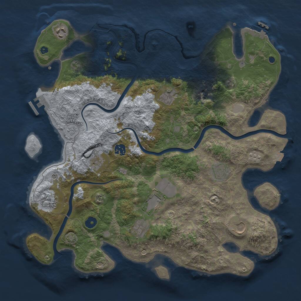 Rust Map: Procedural Map, Size: 3950, Seed: 373647957, 16 Monuments