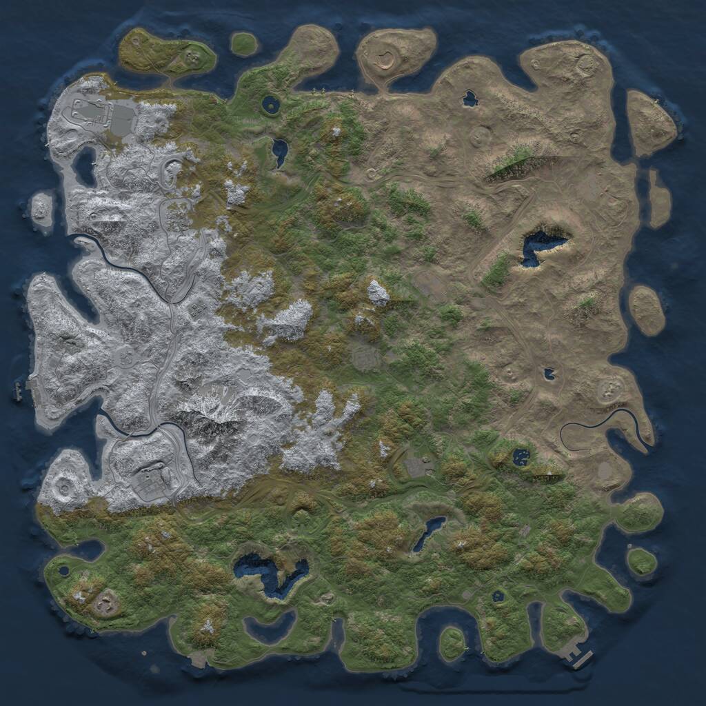 Rust Map: Procedural Map, Size: 6000, Seed: 102587453, 17 Monuments