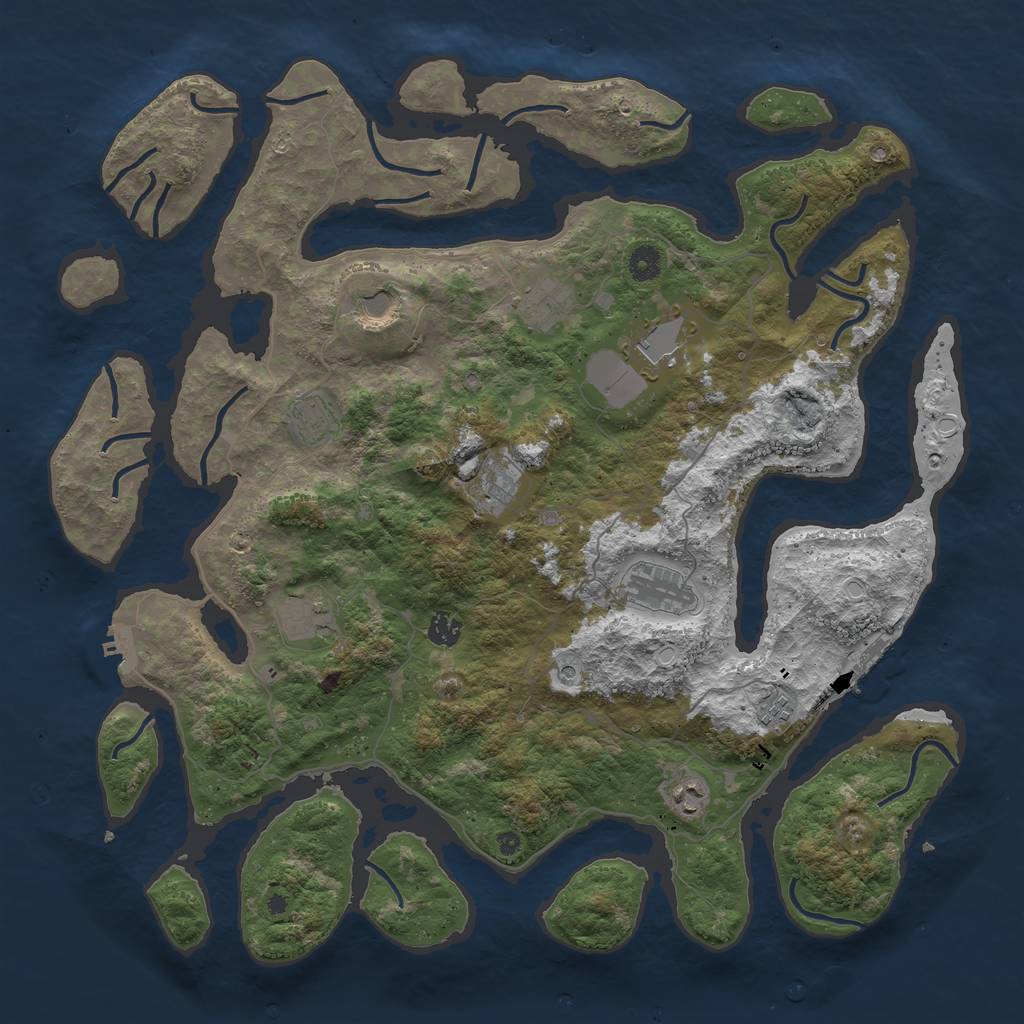 Rust Map: Procedural Map, Size: 4500, Seed: 4202069, 18 Monuments