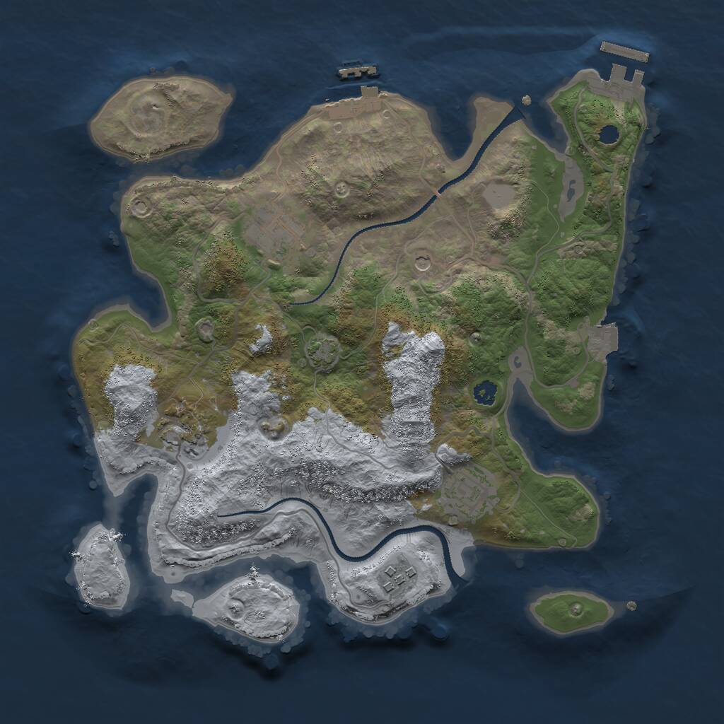 Rust Map: Procedural Map, Size: 3000, Seed: 1070093616, 9 Monuments