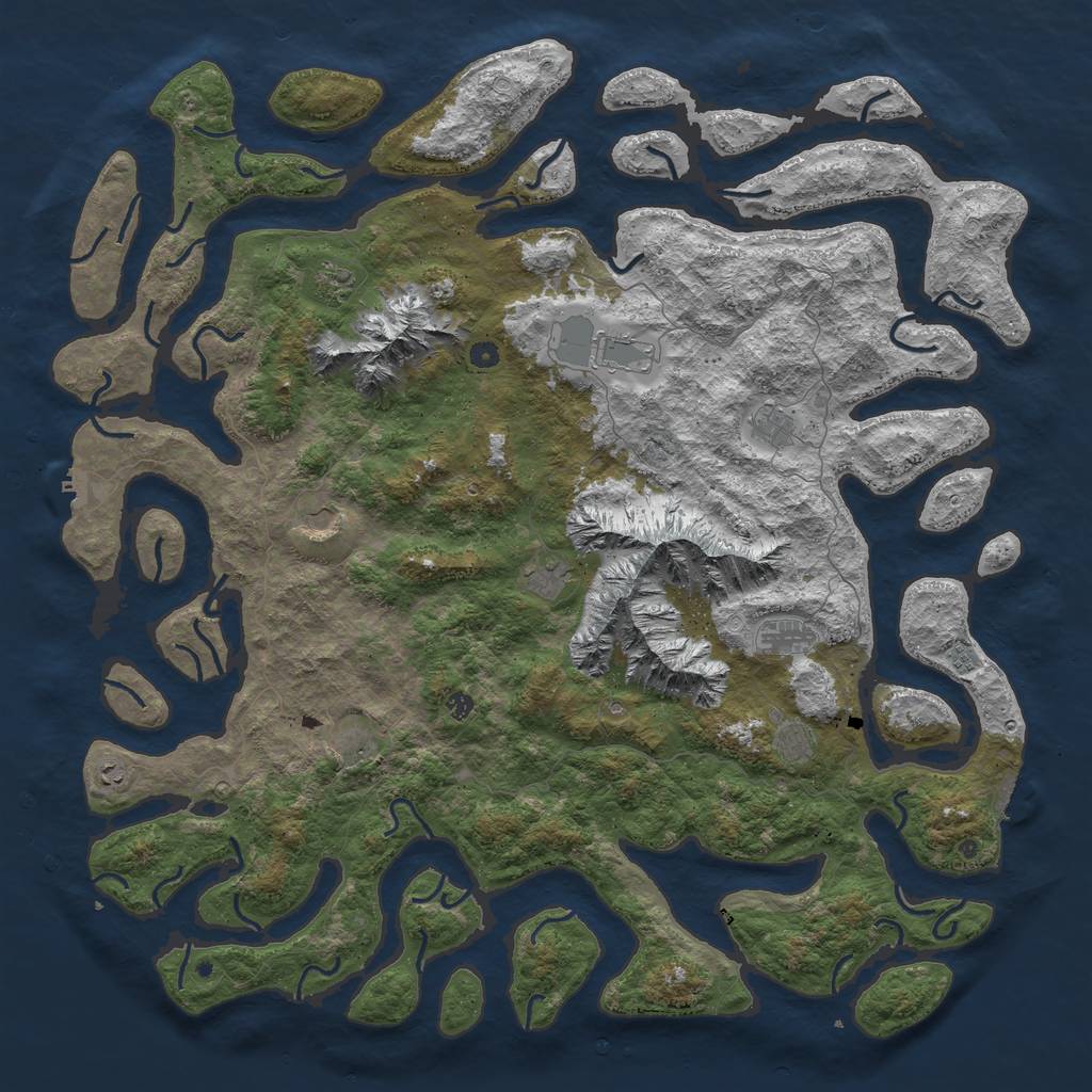 Rust Map: Procedural Map, Size: 6000, Seed: 124242134, 19 Monuments