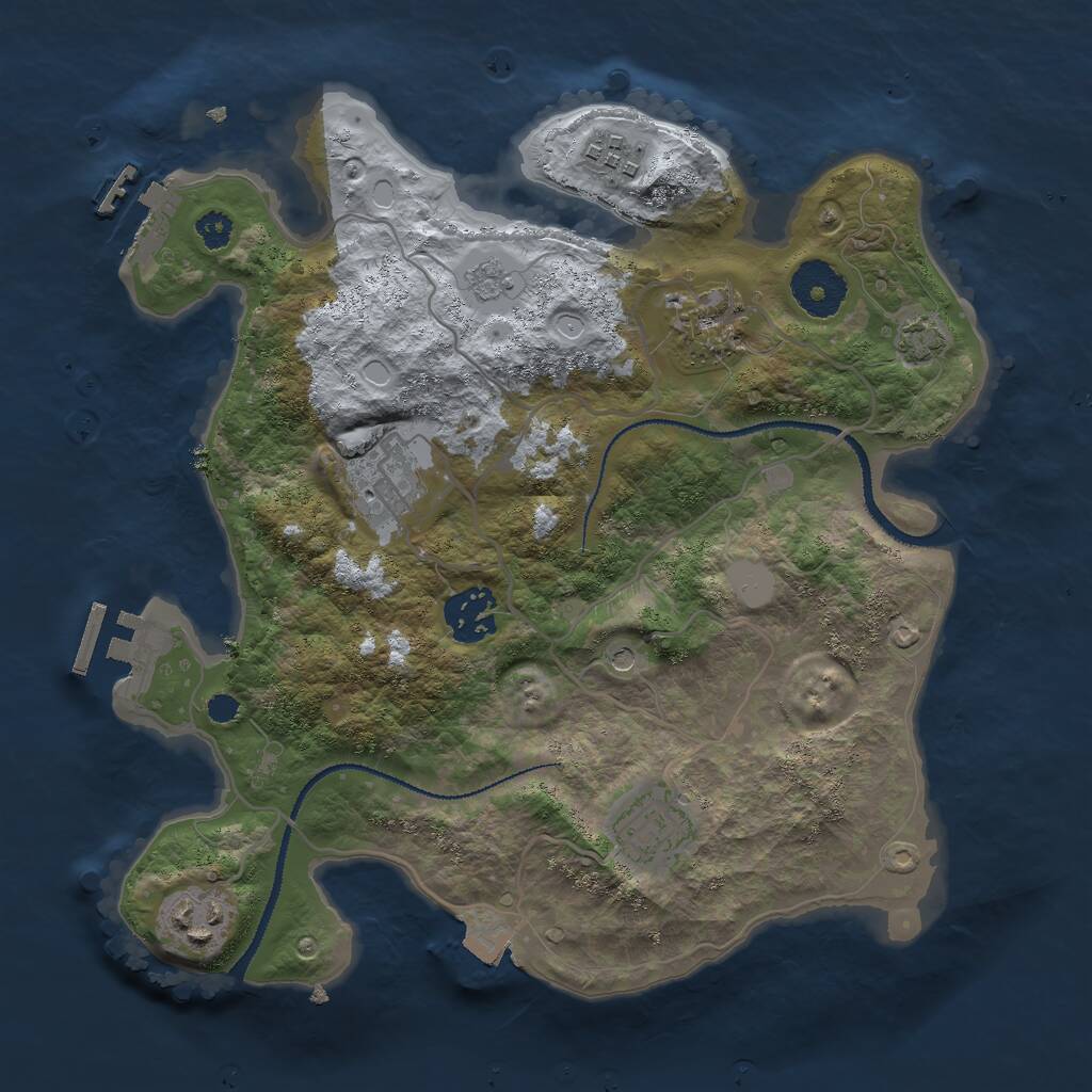 Rust Map: Procedural Map, Size: 3000, Seed: 834834734, 12 Monuments