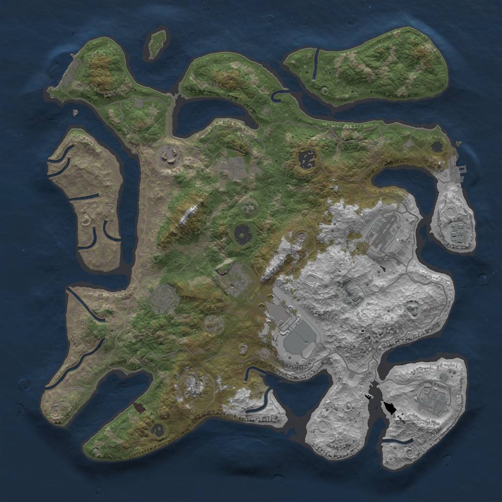 Rust Map: Procedural Map, Size: 4000, Seed: 8880980, 18 Monuments