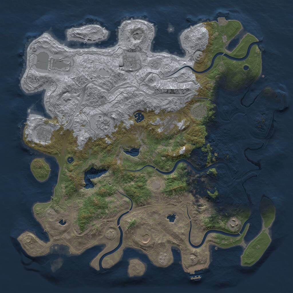Rust Map: Procedural Map, Size: 4500, Seed: 1139378714, 17 Monuments