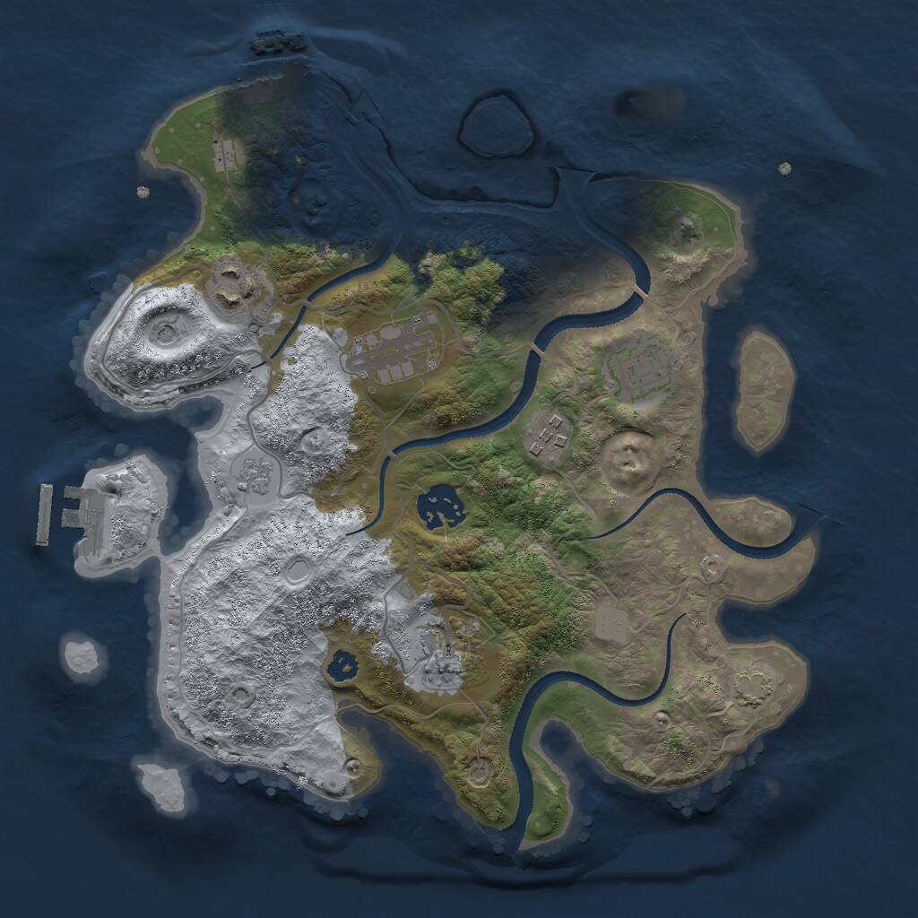Rust Map: Procedural Map, Size: 3000, Seed: 1002703355, 12 Monuments