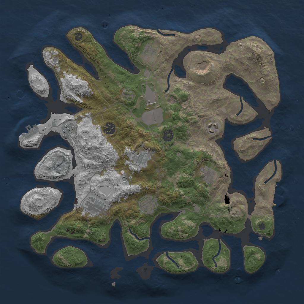 Rust Map: Procedural Map, Size: 3800, Seed: 836429099, 18 Monuments
