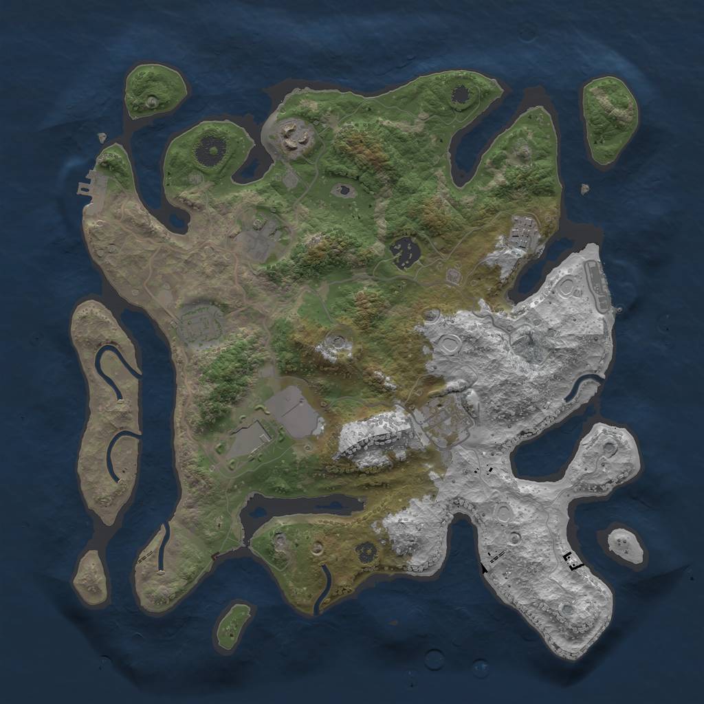 Rust Map: Procedural Map, Size: 3500, Seed: 93157154, 15 Monuments