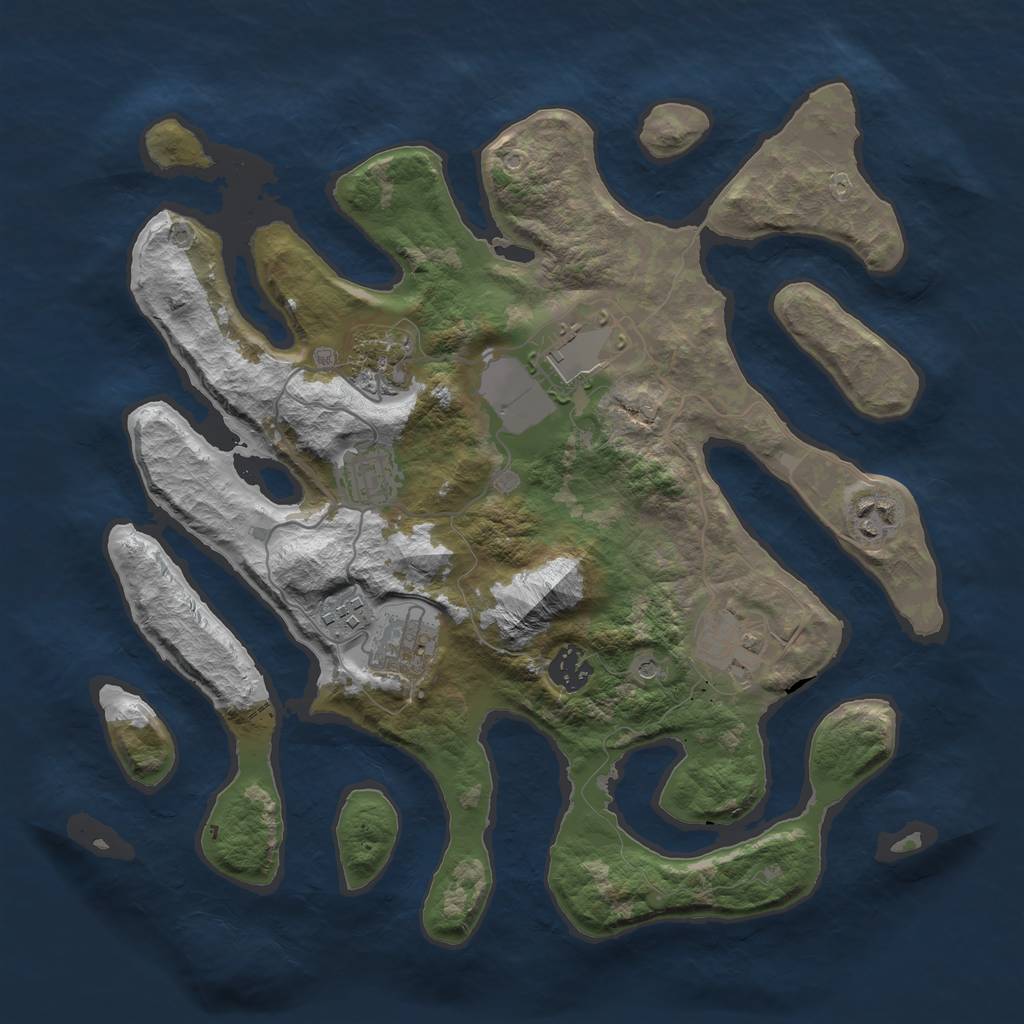 Rust Map: Barren, Size: 3530, Seed: 15615, 11 Monuments