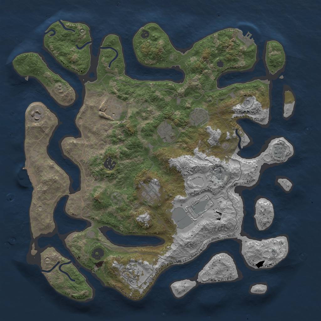 Rust Map: Procedural Map, Size: 4000, Seed: 90479453, 17 Monuments