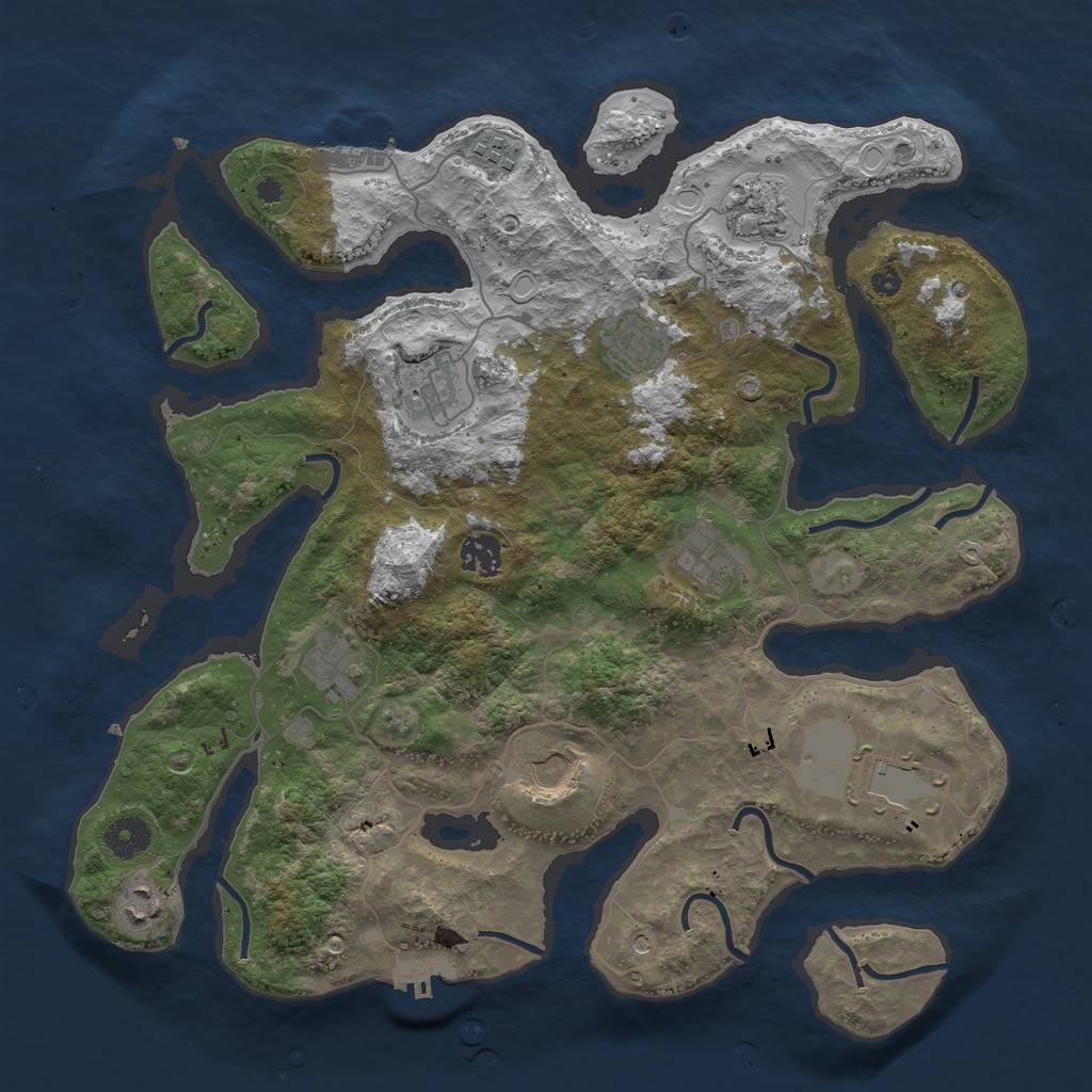 Rust Map: Procedural Map, Size: 3800, Seed: 15252154, 18 Monuments